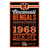 Cincinnati Bengals Sign 11x17 Wood Established Design