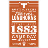 Texas Longhorns Sign 11x17 Wood Established Design