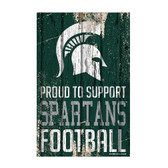 Michigan State Spartans Sign 11x17 Wood Proud to Support Design