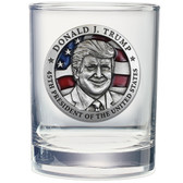 Donald Trump w/ Flag Double Old Fashioned Glass Set of 2