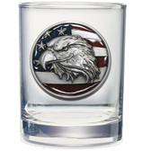 Eagle Head w/ Flag Double Old Fashioned Glass Set of 2