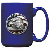 Eagle Head w/ Flag Coffee Mug, Cobalt