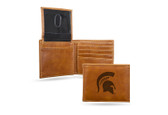 Michigan State Spartans Laser Engraved Brown Billfold Wallet