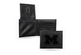 Michigan Wolverines Laser Engraved Black Billfold Wallet