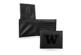 Washington Huskies Laser Engraved Black Billfold Wallet