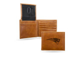 New England Patriots Laser Engraved Brown Billfold Wallet