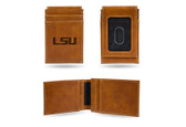 LSU Tigers Laser Engraved Brown Front Pocket Wallet