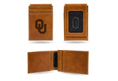 Oklahoma Sooners Laser Engraved Brown Front Pocket Wallet
