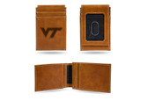 Virginia Tech Hokies Laser Engraved Brown Front Pocket Wallet