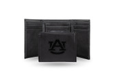 Auburn Tigers Laser Engraved Black Trifold Wallet