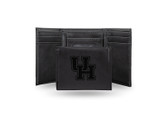 Houston Cougars Laser Engraved Black Trifold Wallet