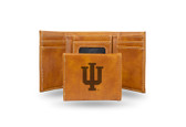 Indiana Hoosiers Laser Engraved Brown Trifold Wallet