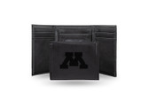 Minnesota Golden Gophers Laser Engraved Black Trifold Wallet