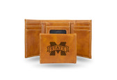 Mississippi State Bulldogs Laser Engraved Brown Trifold Wallet