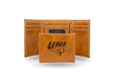 Northern Iowa Panthers Laser Engraved Brown Trifold Wallet