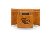 Oregon State Beavers Laser Engraved Brown Trifold Wallet