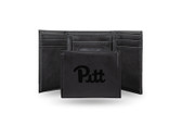 Pitt Panthers Laser Engraved Black Trifold Wallet