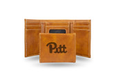 Pitt Panthers Laser Engraved Brown Trifold Wallet