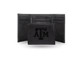 Texas A&M Aggies Laser Engraved Black Trifold Wallet