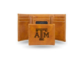 Texas A&M Aggies Laser Engraved Brown Trifold Wallet