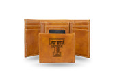 Texas Tech Red Raiders Laser Engraved Brown Trifold Wallet