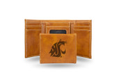 Washington State Cougars Laser Engraved Brown Trifold Wallet