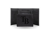 Tampa Bay Rays Laser Engraved Black Trifold Wallet