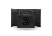 Atlanta Hawks Laser Engraved Black Trifold Wallet