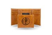 Dallas Mavericks Laser Engraved Brown Trifold Wallet