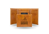 Cleveland Browns Laser Engraved Brown Trifold Wallet