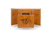 Nashville Predators  Laser Engraved Brown Trifold Wallet