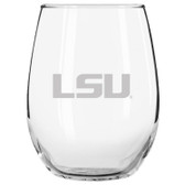 LSU Tigers Etched 15 oz Stemless Wine Glass Tumbler