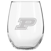 Purdue Boilermakers Etched 15 oz Stemless Wine Glass Tumbler