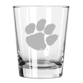 Clemson Tigers Etched 15 oz Double Old Fashioned Glass Set of 2