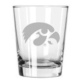 Iowa Hawkeyes Etched 15 oz Double Old Fashioned Glass Set of 2