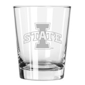 Iowa State Cyclones Etched 15 oz Double Old Fashioned Glass Set of 2