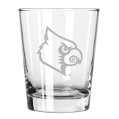 Louisville Cardinals Etched 15 oz Double Old Fashioned Glass Set of 2