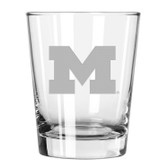 Michigan Wolverines Etched 15 oz Double Old Fashioned Glass Set of 2