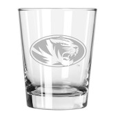 Missouri Tigers Etched 15 oz Double Old Fashioned Glass Set of 2