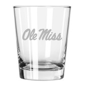 Ole Miss Rebels Etched 15 oz Double Old Fashioned Glass Set of 2