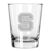 North Carolina State Wolfpack Etched 15 oz Double Old Fashioned Glass Set of 2