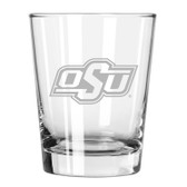Oklahoma State Cowboys Etched 15 oz Double Old Fashioned Glass Set of 2