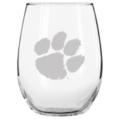 Clemson Tigers Etched 15 oz Stemless Wine Glass Set of 2 Tumbler