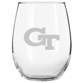 Georgia Tech Yellow Jackets Etched 15 oz Stemless Wine Glass Set of 2 Tumbler