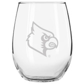 Louisville Cardinals Etched 15 oz Stemless Wine Glass Set of 2 Tumbler