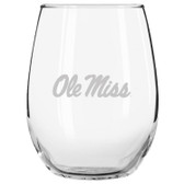 Ole Miss Rebels Etched 15 oz Stemless Wine Glass Set of 2 Tumbler