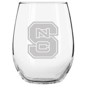 North Carolina State Wolfpack Etched 15 oz Stemless Wine Glass Set of 2 Tumbler