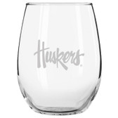 Nebraska Cornhuskers Etched 15 oz Stemless Wine Glass Set of 2 Tumbler