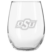 Oklahoma State Cowboys Etched 15 oz Stemless Wine Glass Set of 2 Tumbler