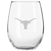 Texas Longhorns Etched 15 oz Stemless Wine Glass Set of 2 Tumbler